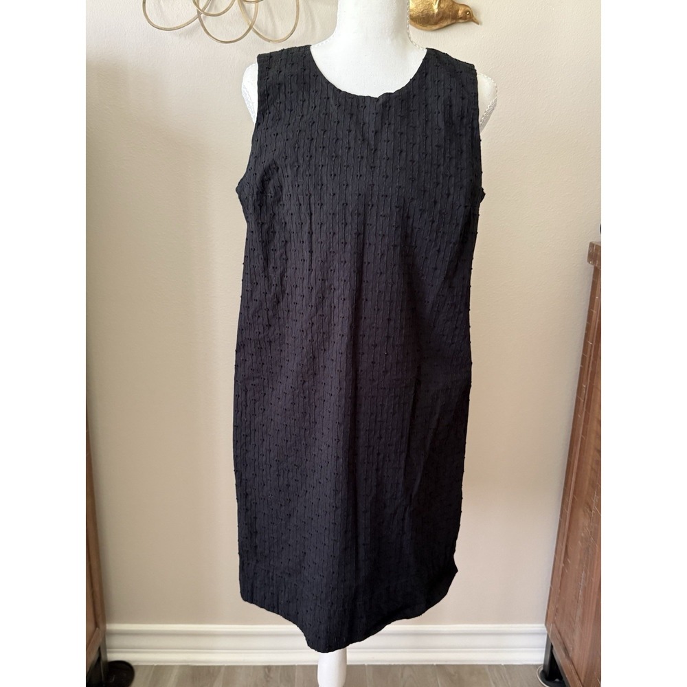 GAP Black Eyelet Shift Dress Women's Large Sleeveless Cotton Lined‎ Mini Dress